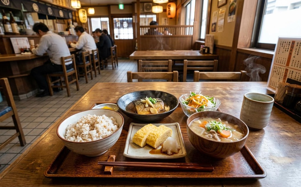 鯖味噌煮と豚汁定食