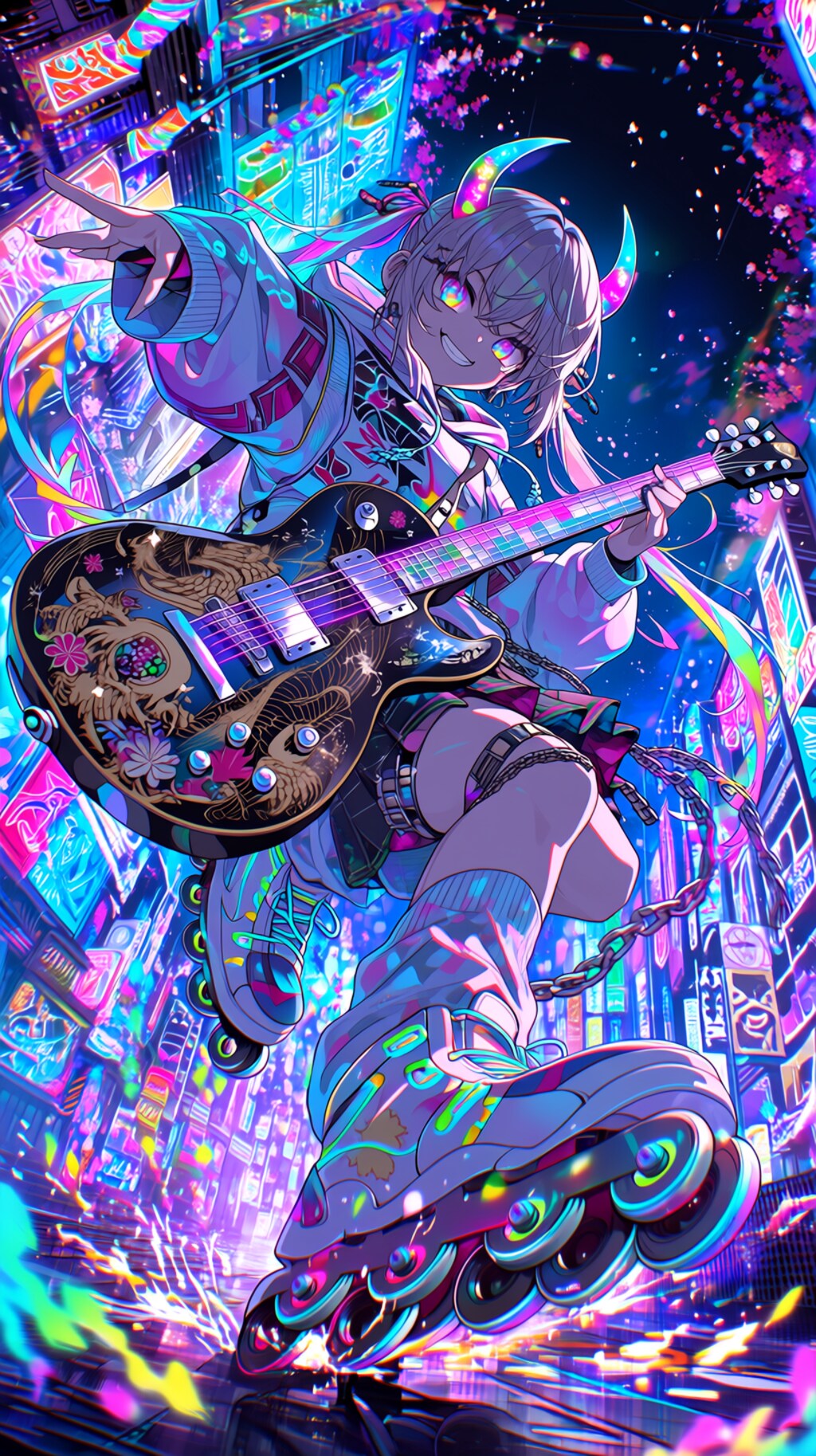 🌈 Neon Oni Rock Rider  「ネオン鬼、夜を滑る」