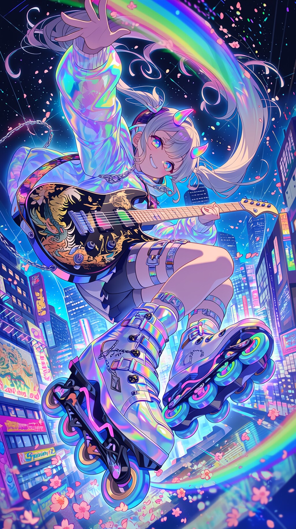 🌈 Neon Oni Rock Rider  「ネオン鬼、夜を滑る」