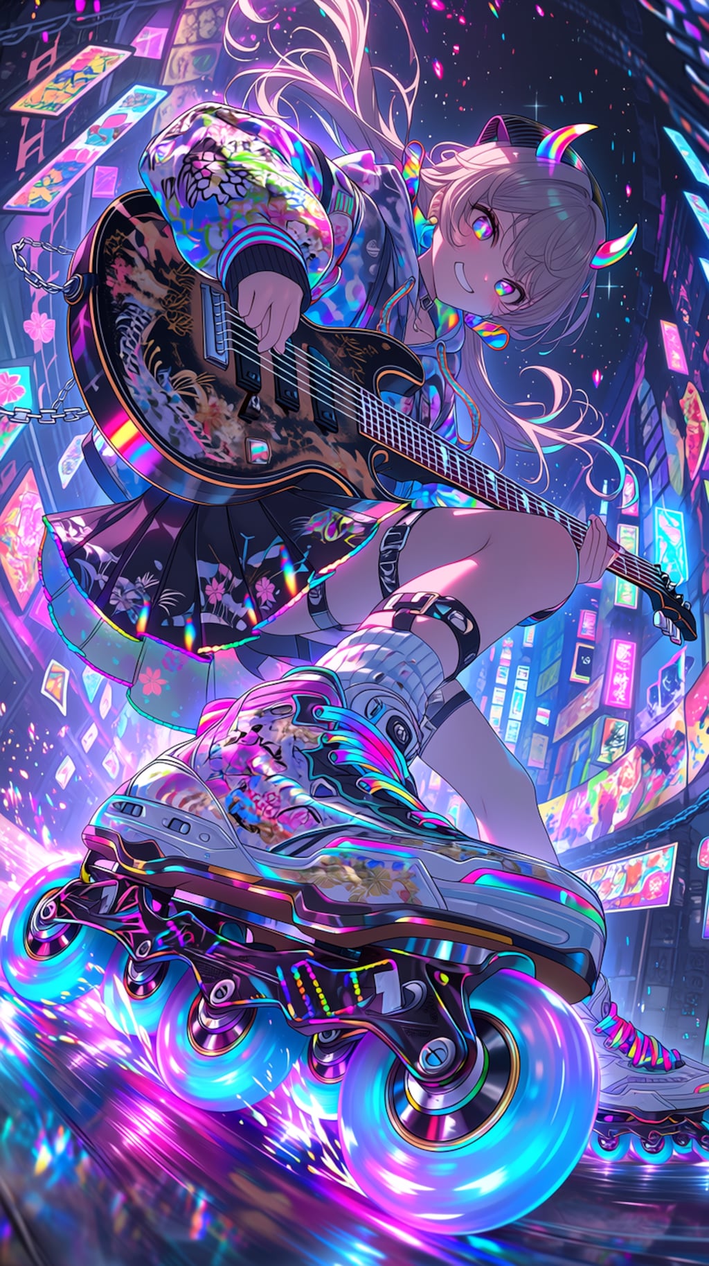 🌈 Neon Oni Rock Rider  「ネオン鬼、夜を滑る」