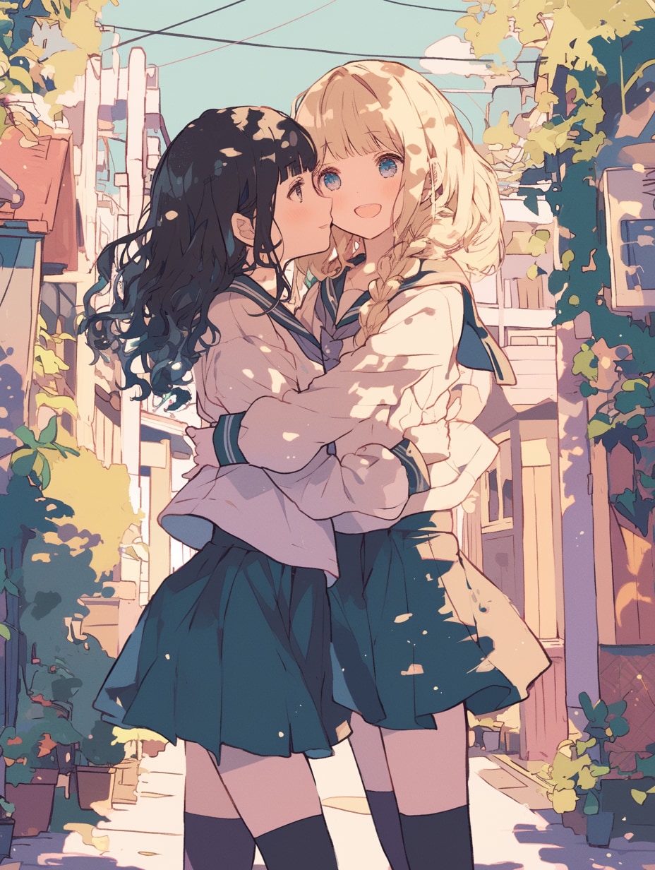 キスしたい二人のJK45 | の人気AIイラスト・グラビア