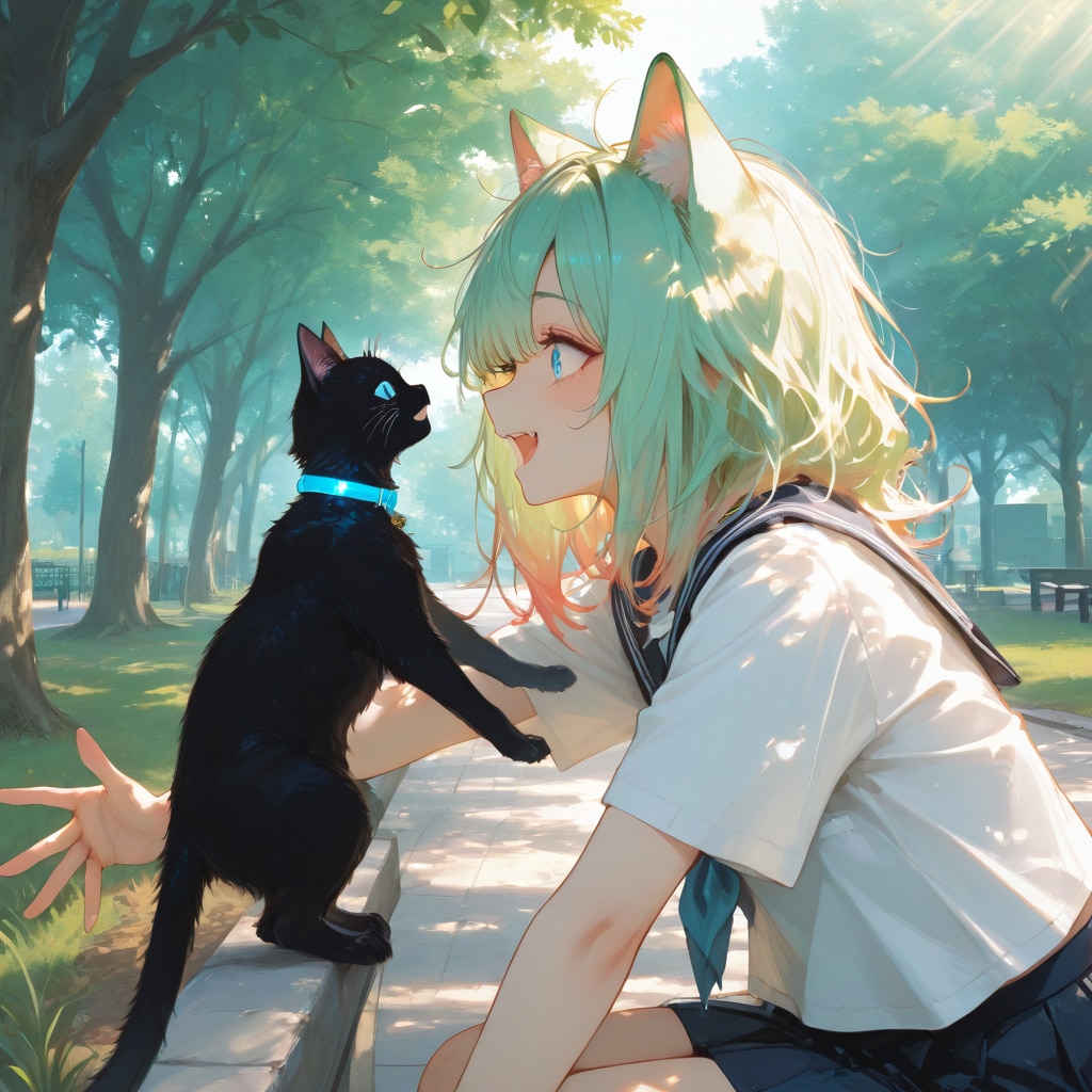 猫娘とでれ助（猫）