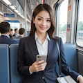 パンチラしちゃってる電車のOLお姉さん 3枚目