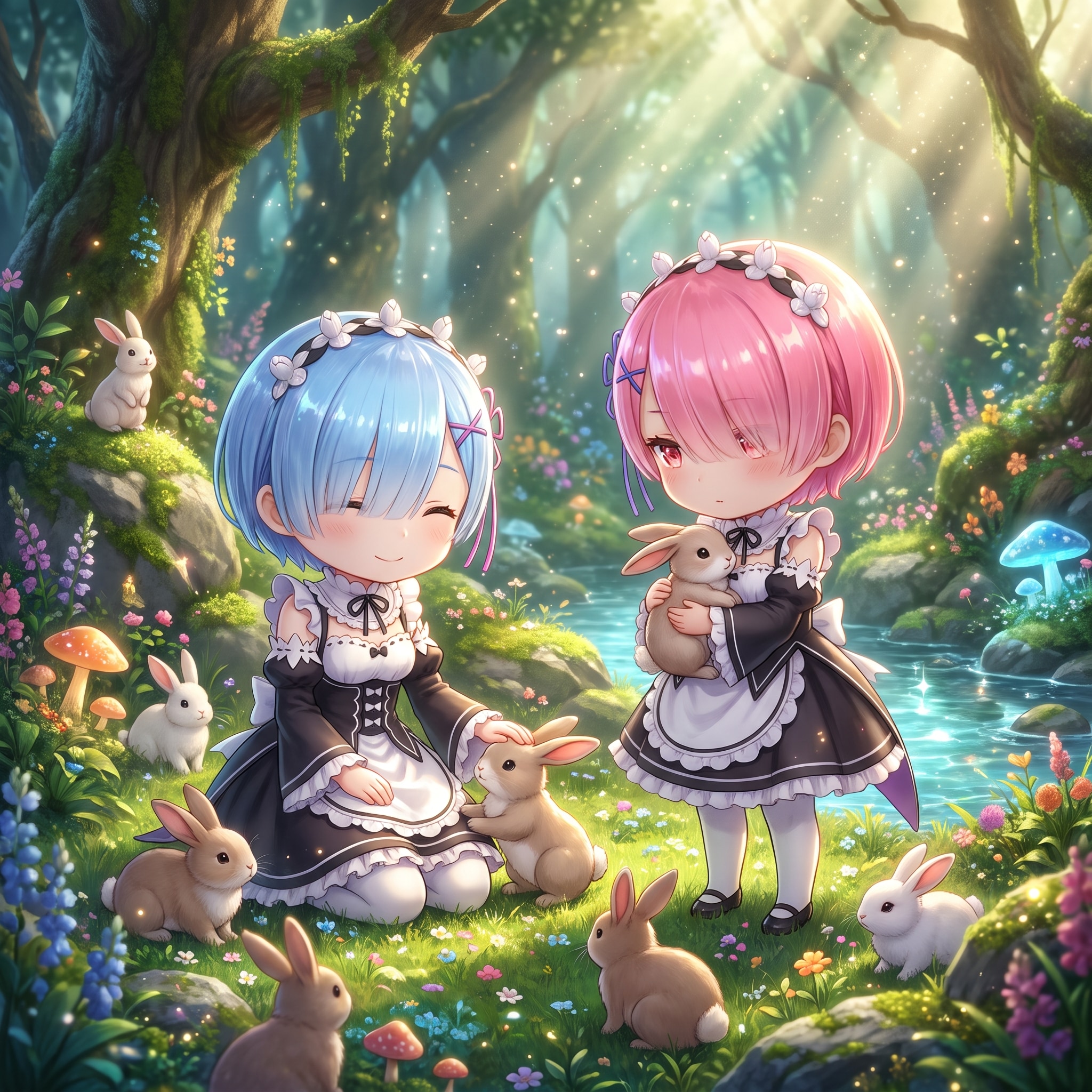 レムちゃんとラムちゃん🐰 | の人気AIイラスト・グラビア