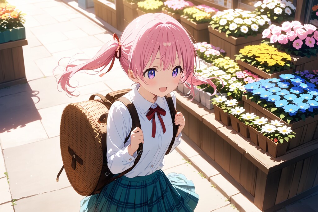 花と制服と通学路