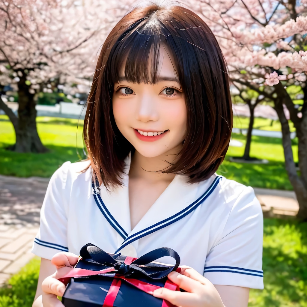 黒髪ボブでセーラー服の美女６