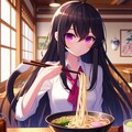 うどんを食べている、黒髪ロング少女～その1(8枚) 5枚目