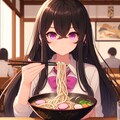 うどんを食べている、黒髪ロング少女～その1(8枚) 6枚目