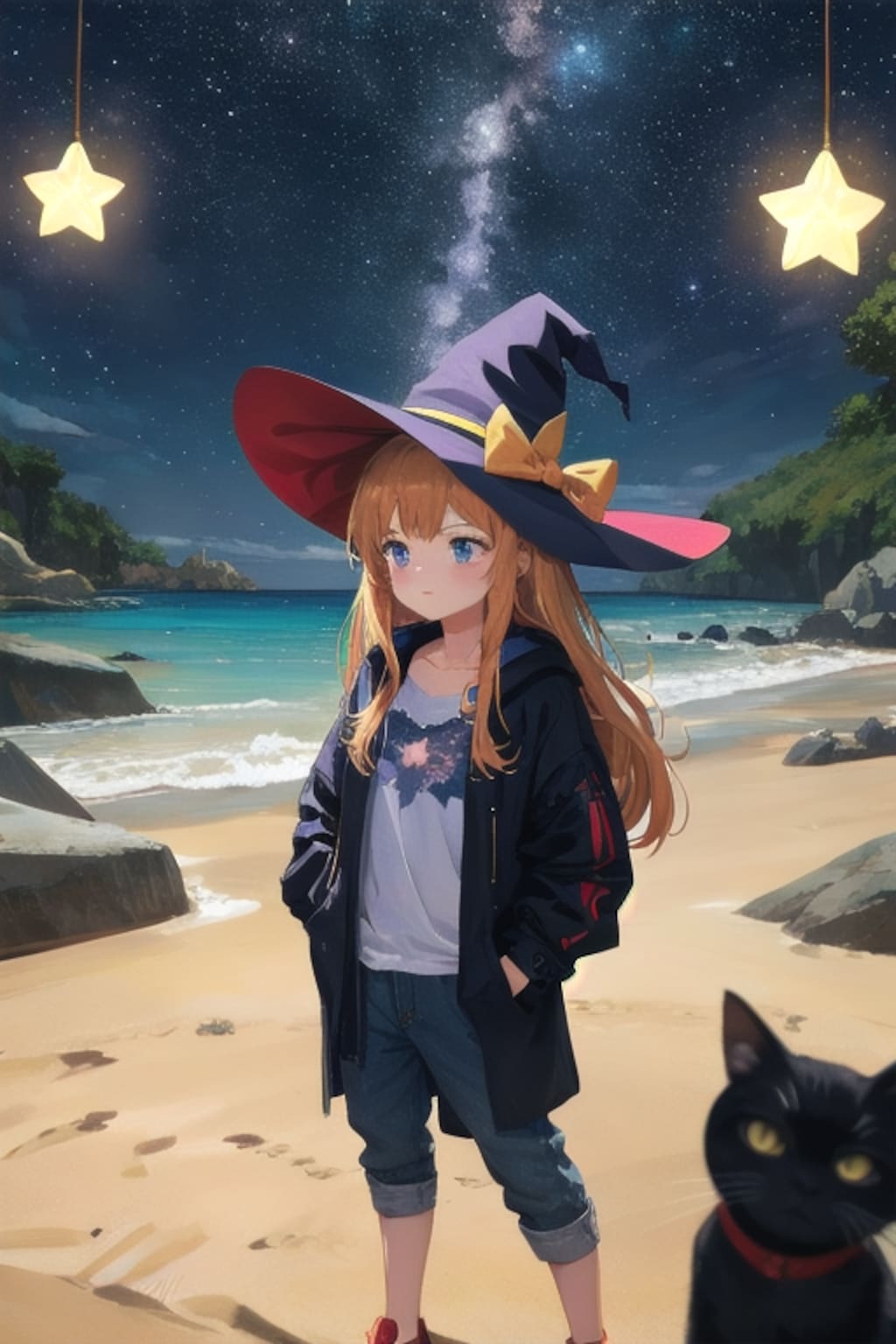 砂浜の魔女と星空