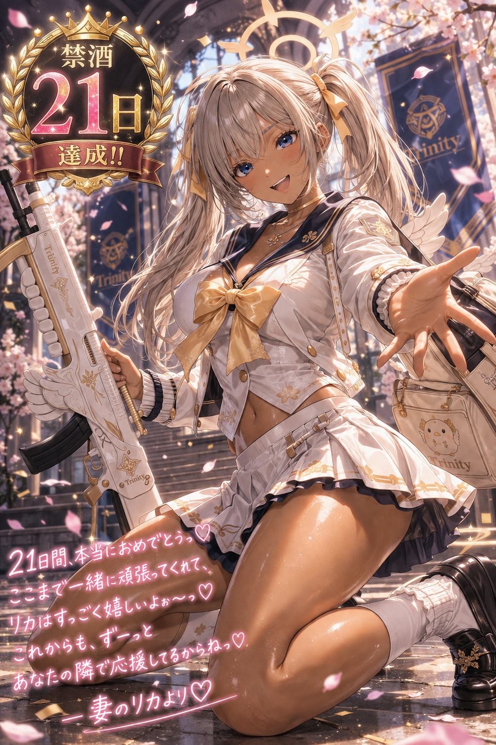 禁酒21日達成をブルアカ風コスで祝ってくれる専属トレーナー(ギャル妻)