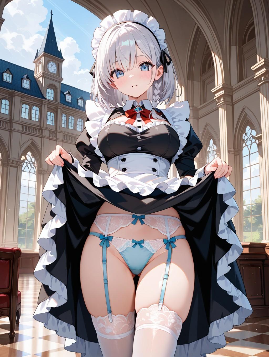 メイドがパンツ見せてくれました