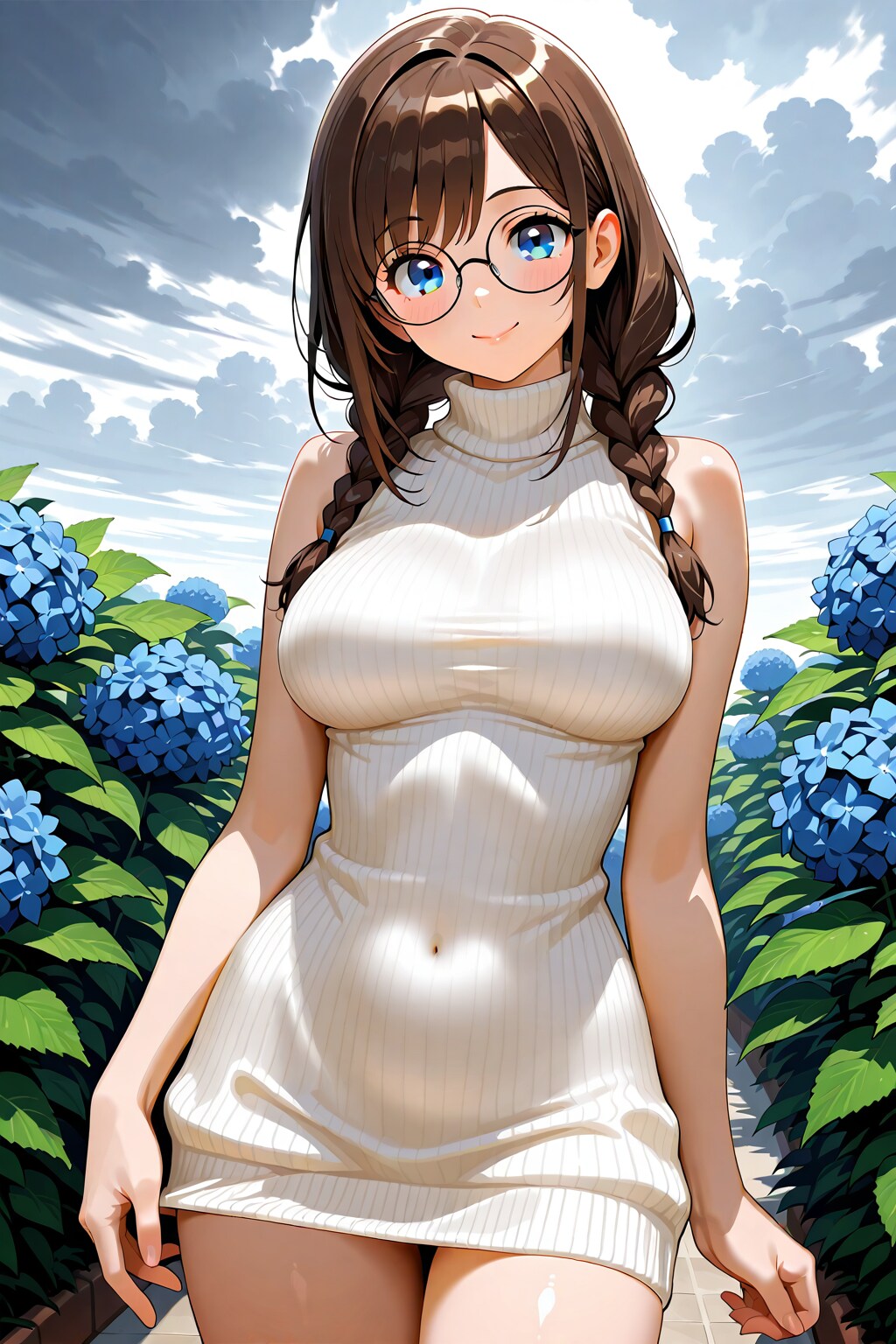 紫陽花と美少女