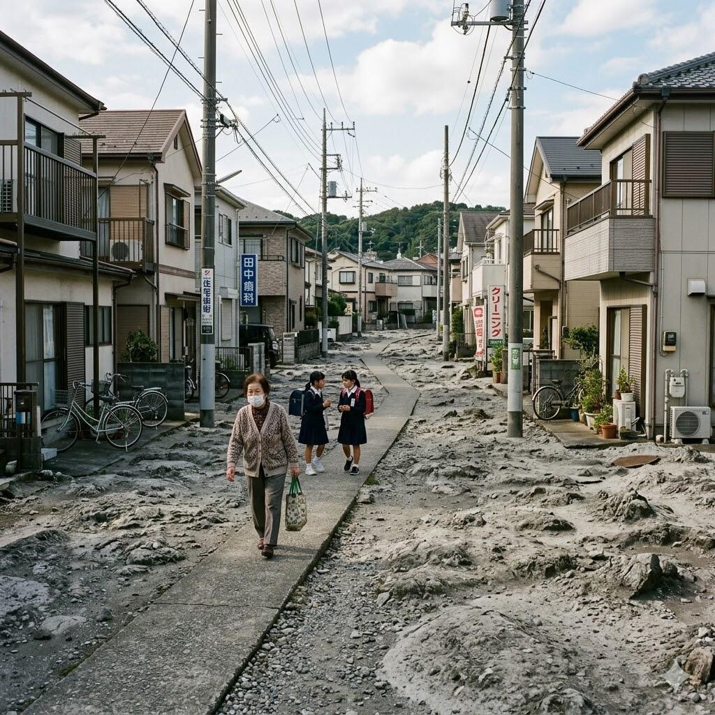 月面っぽい地面の町