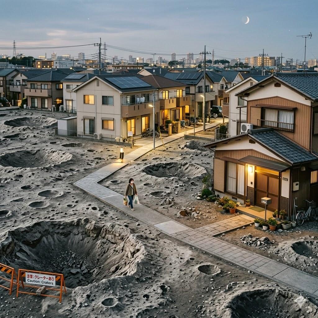 月面っぽい地面の町