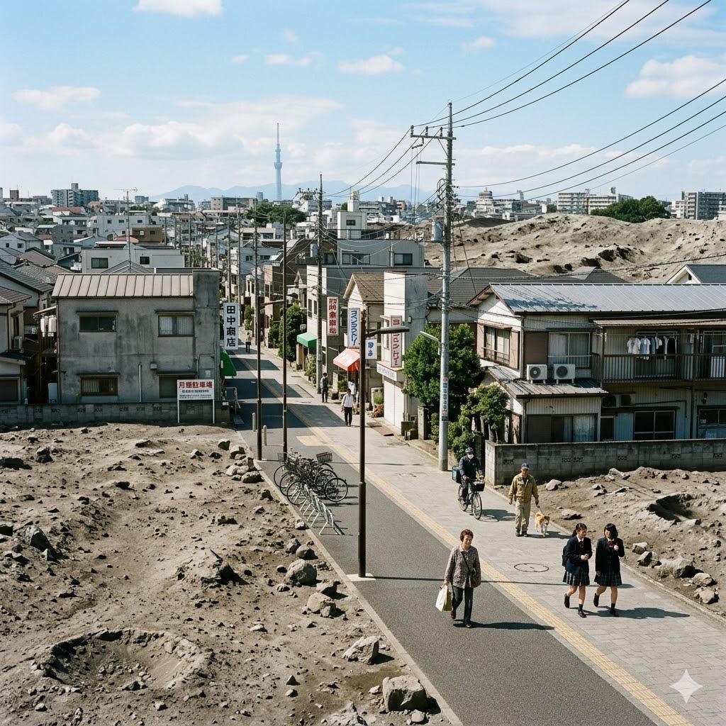 月面っぽい地面の町