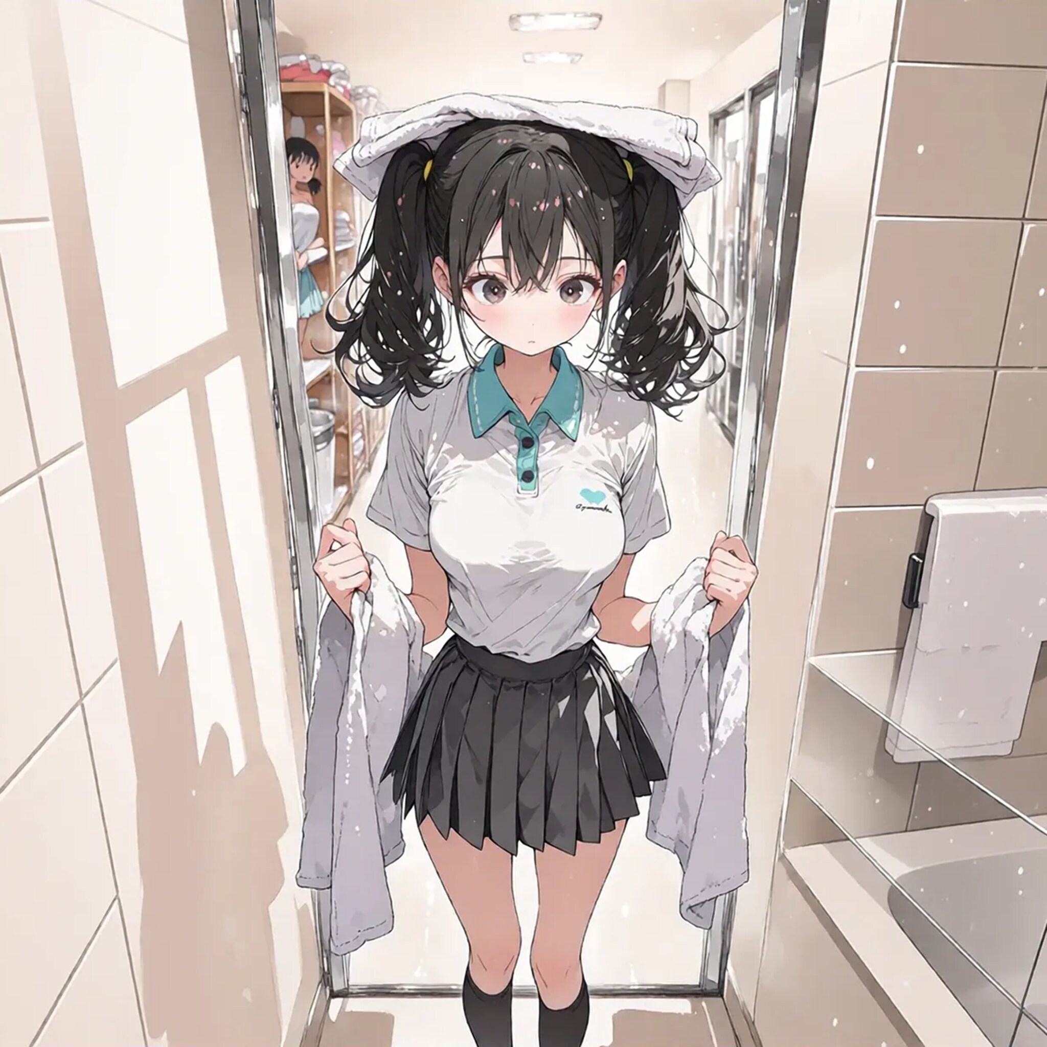 「急な雨、みんながタオルをくれた。気持ちは嬉しい」 | の人気AIイラスト・グラビア