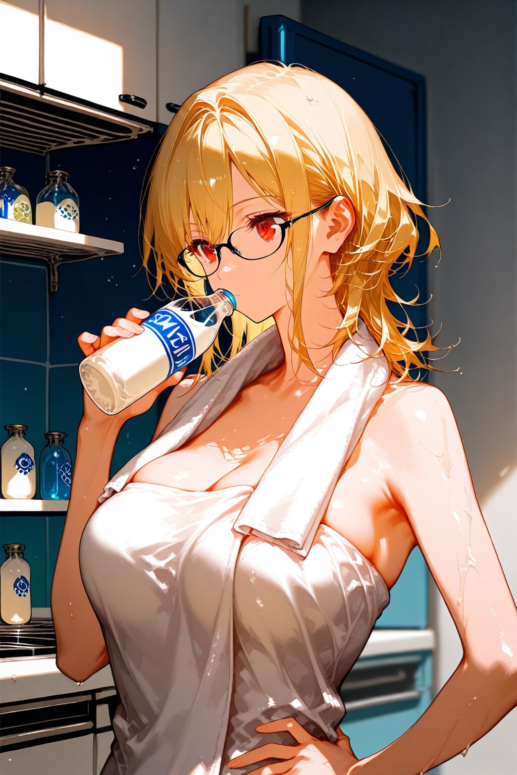 風呂上がり牛乳