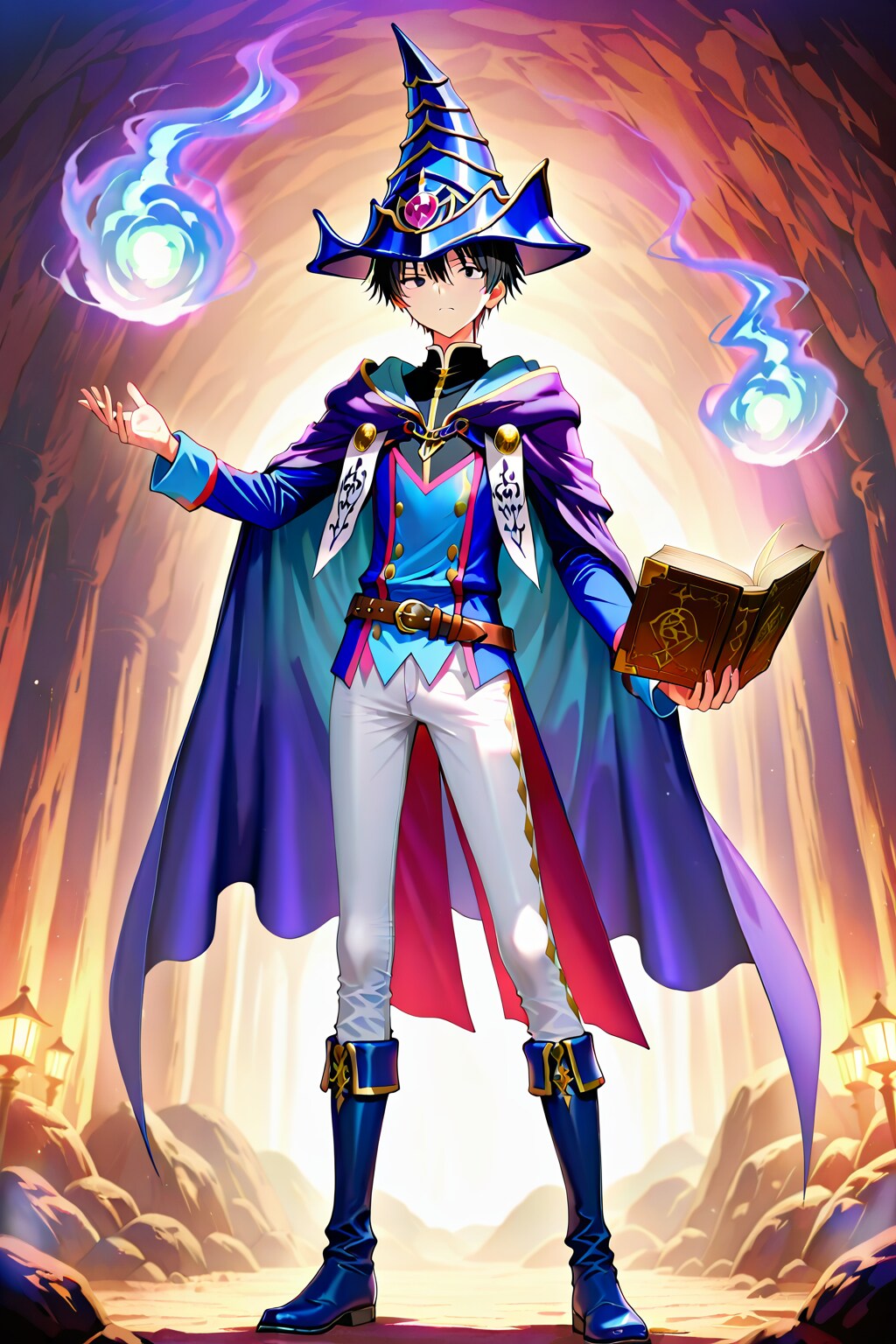 ファンタジーな古代遺跡の前、大きな男性魔導師1-1-1-1-4-4 | の人気AIイラスト・グラビア