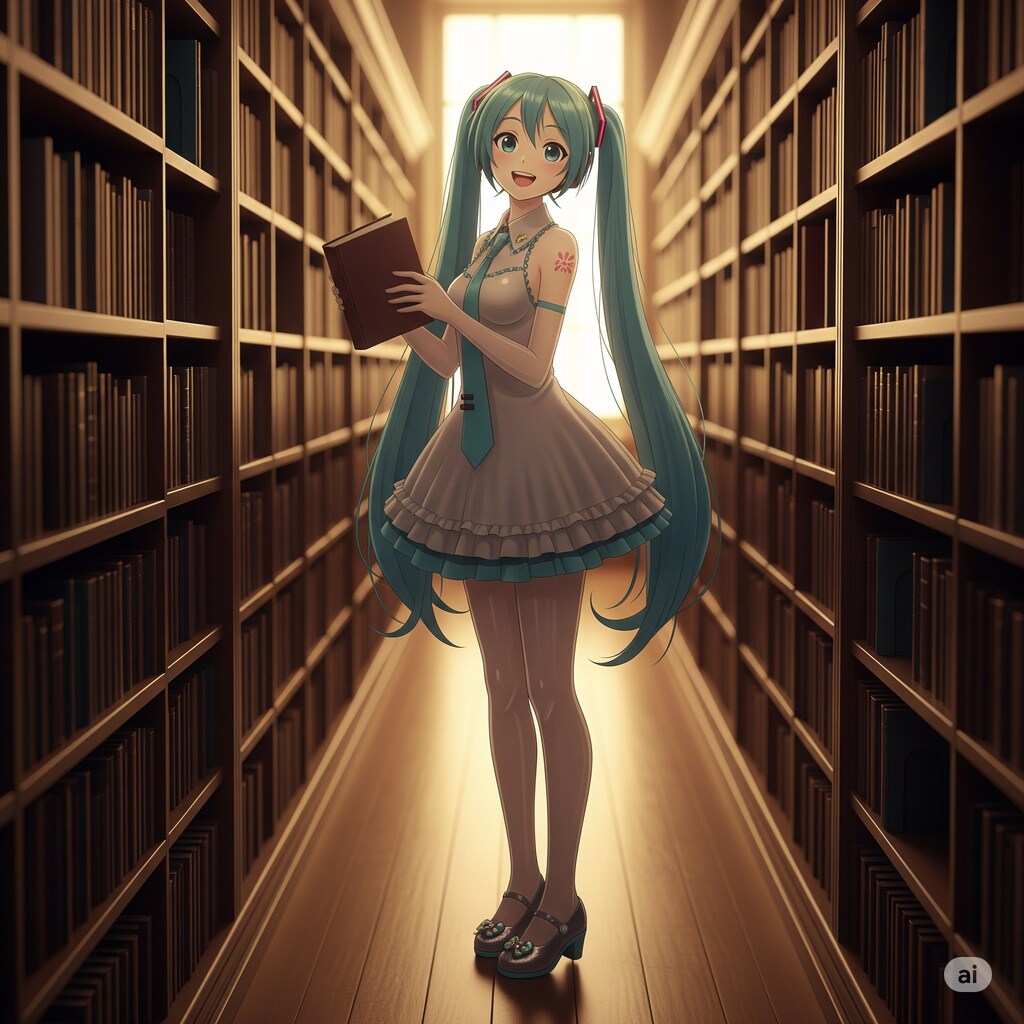 図書館にミクさん