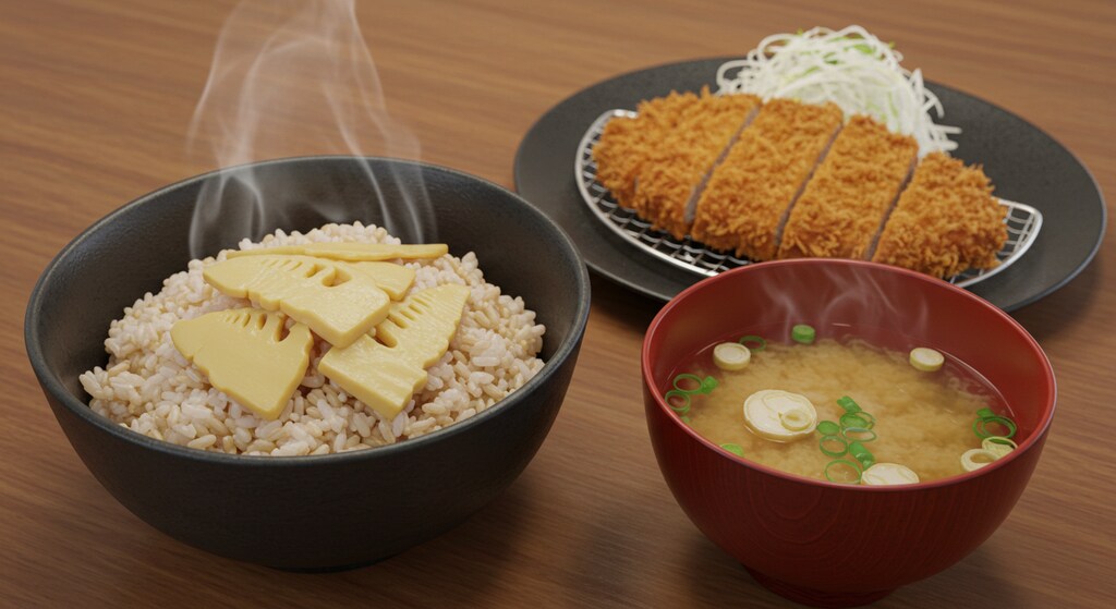 深夜食堂の筍御飯定食４種類