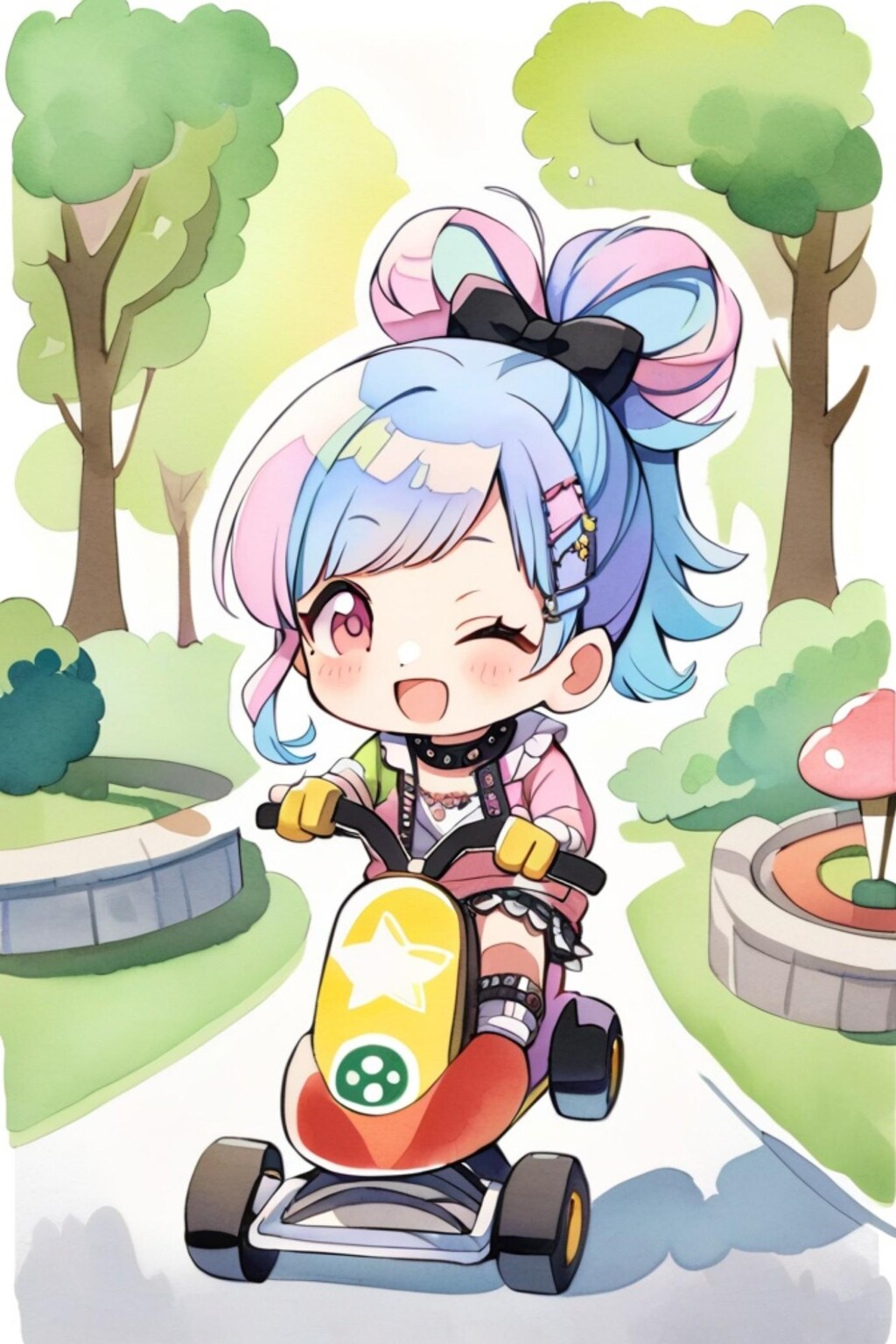 カートに乗る青髪ちゃん