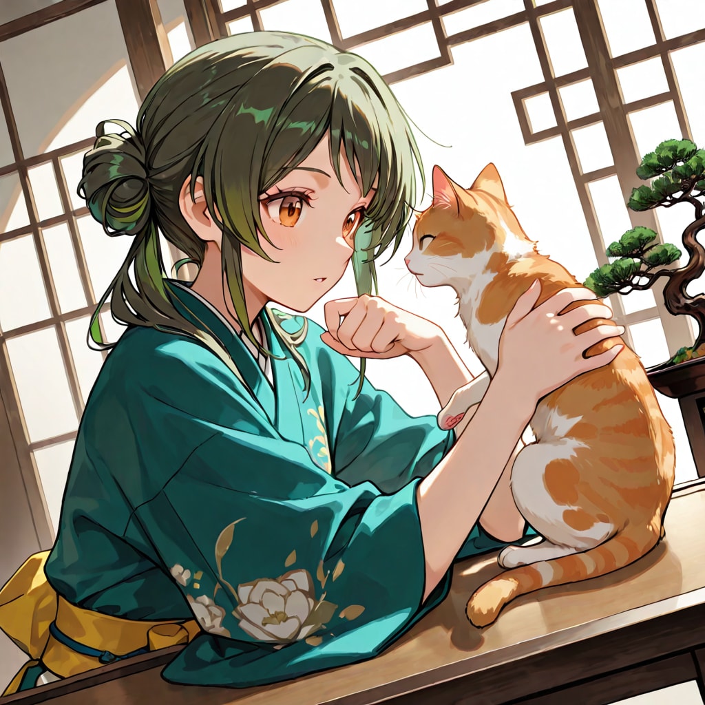 「めー、ですよ。めっ！」BONSAIちゃんと猫