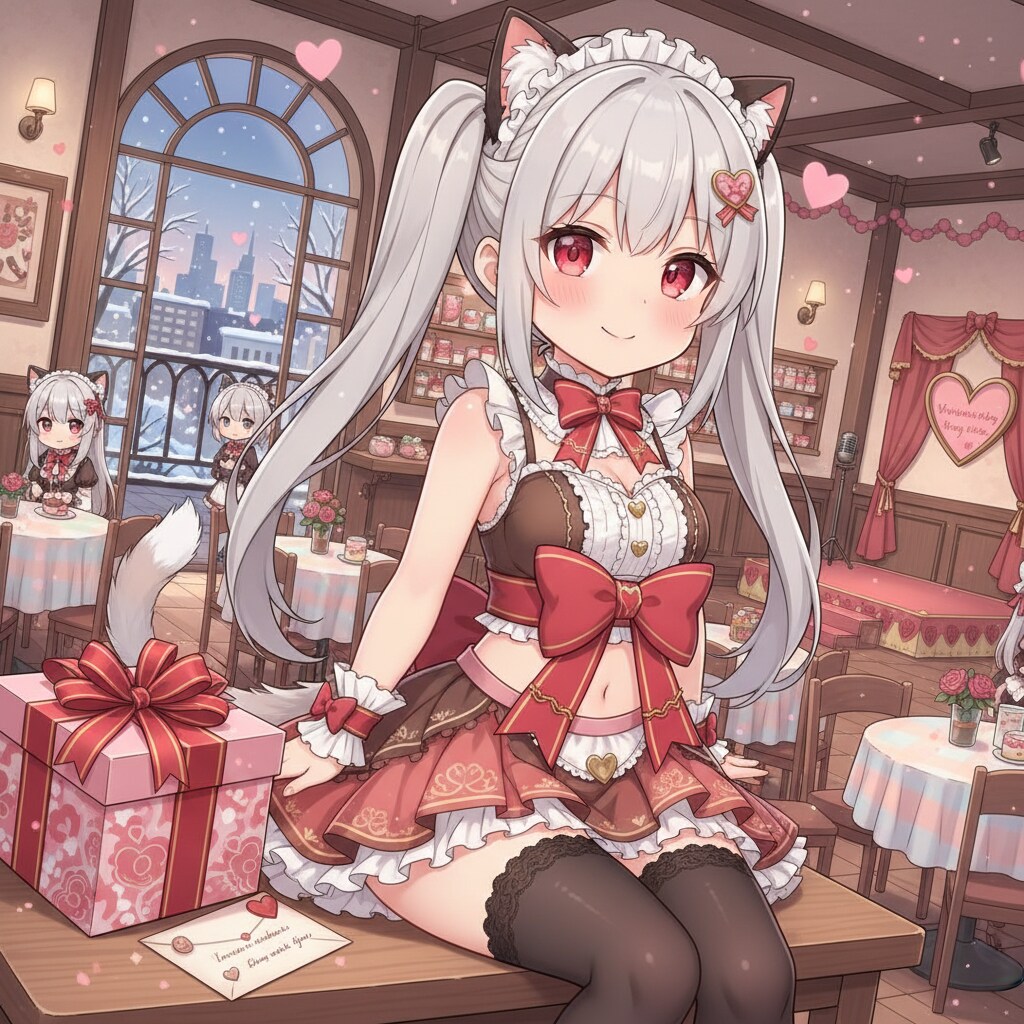 銀ツイにゃん。バレンタイン。プレゼントは | の人気AIイラスト・グラビア