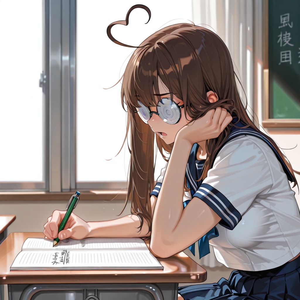 メガネちゃん勉強中 | の人気AIイラスト・グラビア