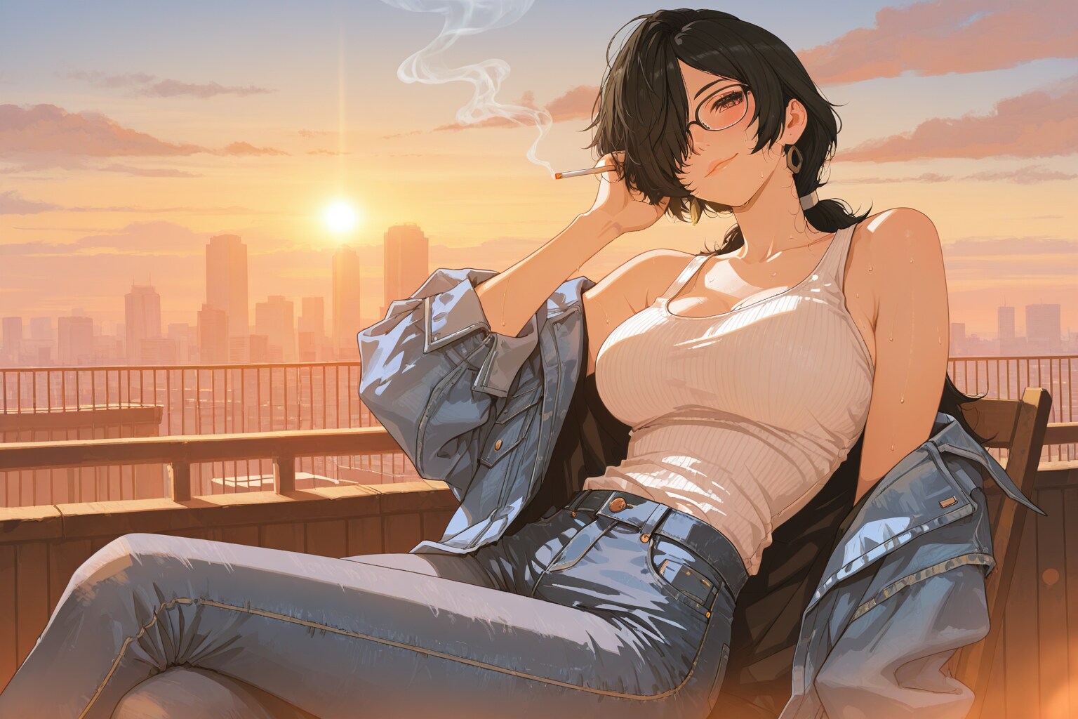 アニメのヒロインになるには、デニムを羽織る