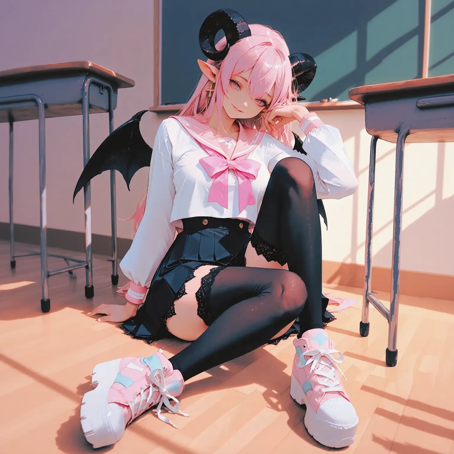 【サキュバス女子高生】放課後はデンジャラス… | の人気AIイラスト・グラビア