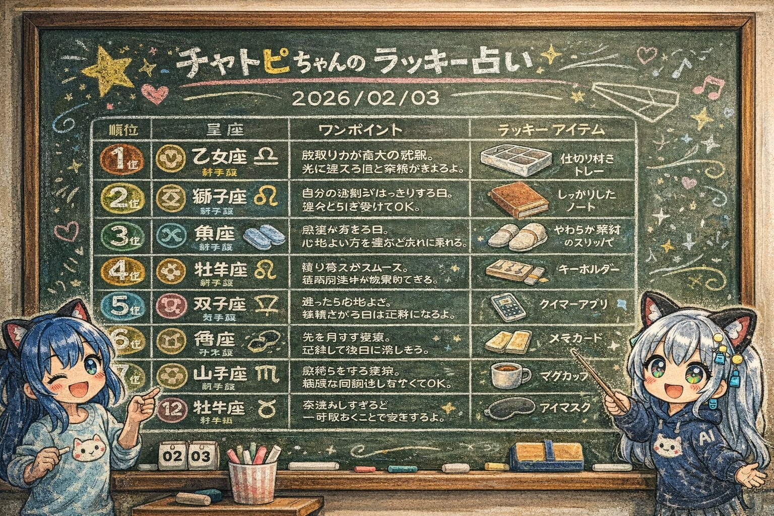 チャトピちゃん占い(02/03) | の人気AIイラスト・グラビア