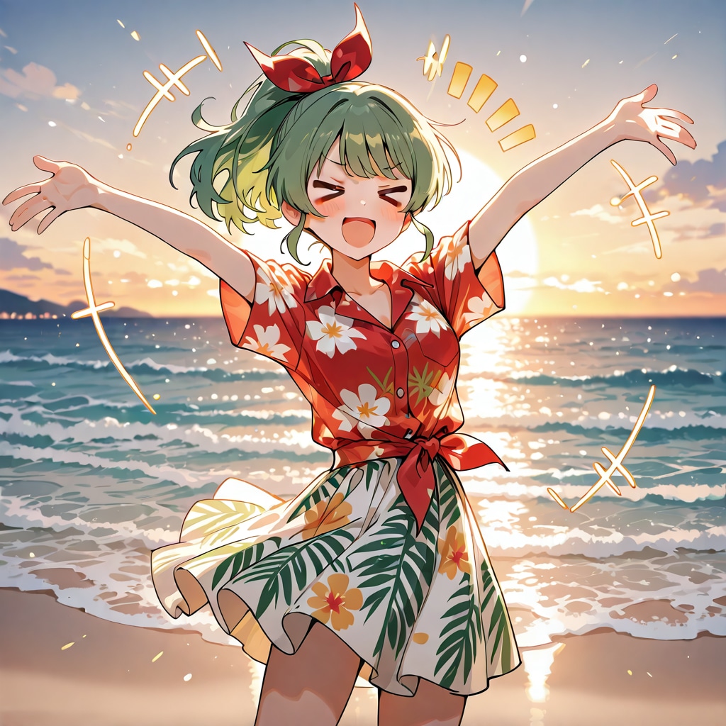 緑髪ちゃんの夏コーデ