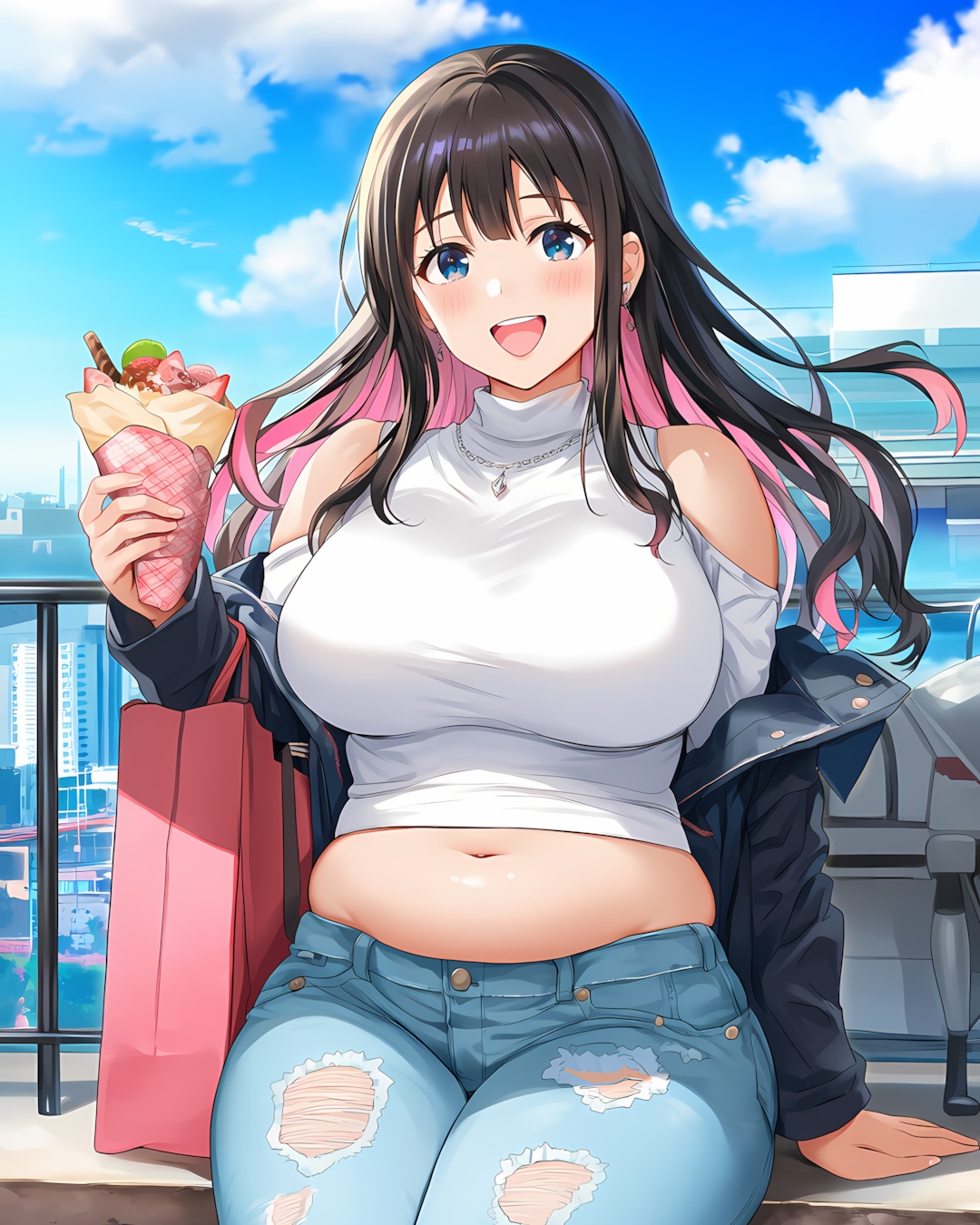 ☀️ぽかぽか陽気のテラスランチ🍓肩あきギャル✨ | の人気AIイラスト・グラビア