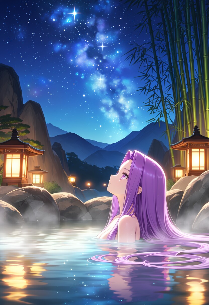 星降る夜の湯けむり