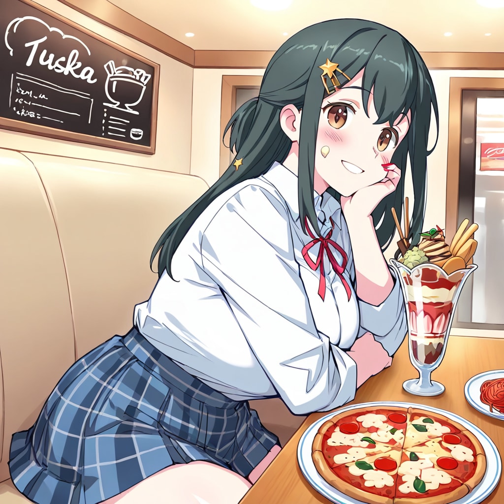 ファミレス全メニュー制覇チャレンジ | の人気AIイラスト・グラビア