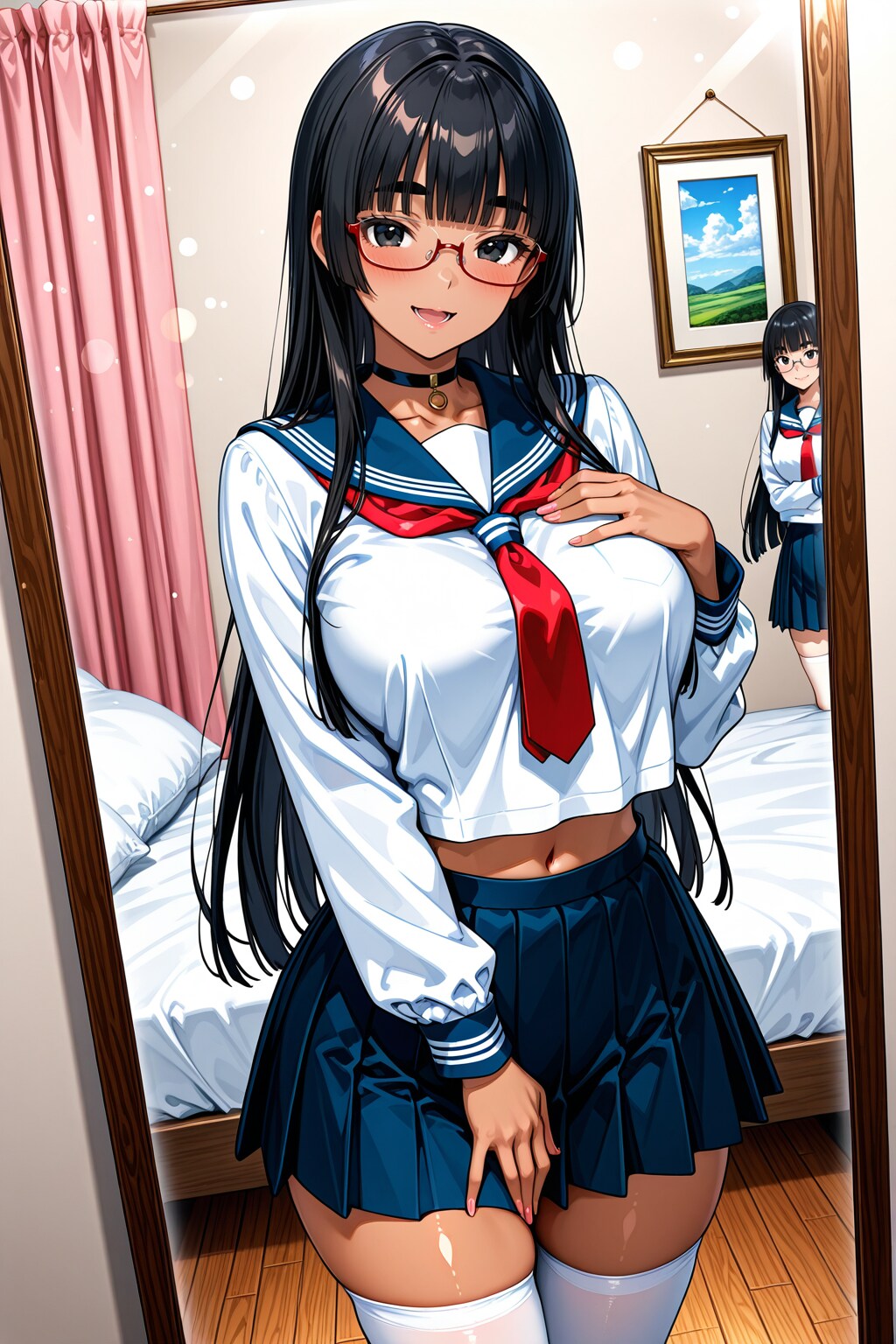 朝のメイク確認