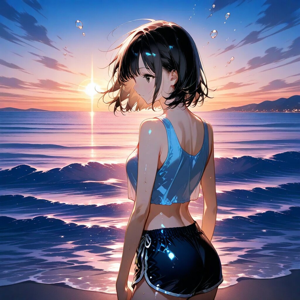 夕焼けの波間 | の人気AIイラスト・グラビア