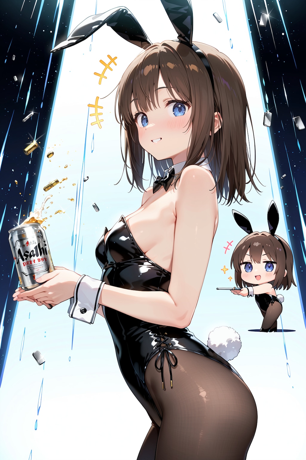 ちびキャラバニーさんとアサヒスーパードライ Y421