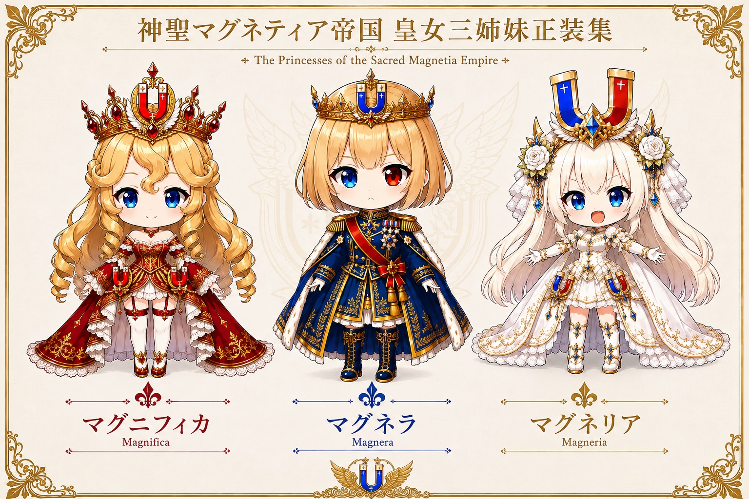 磁石帝国皇女三姉妹正装集