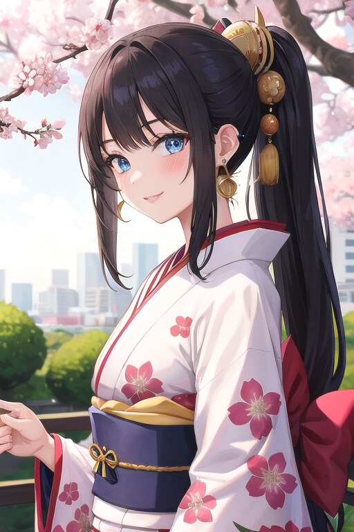 和装女子　花見