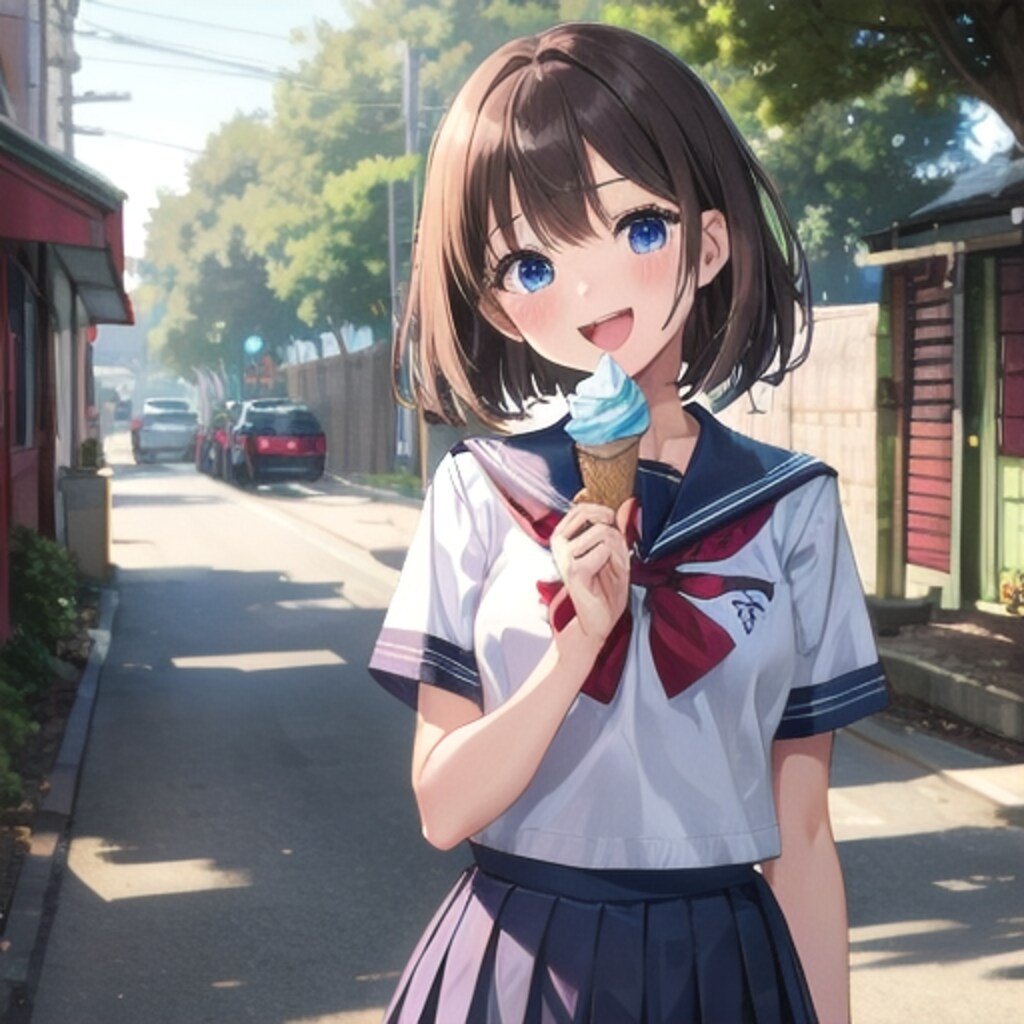笑顔でソフトクリーム