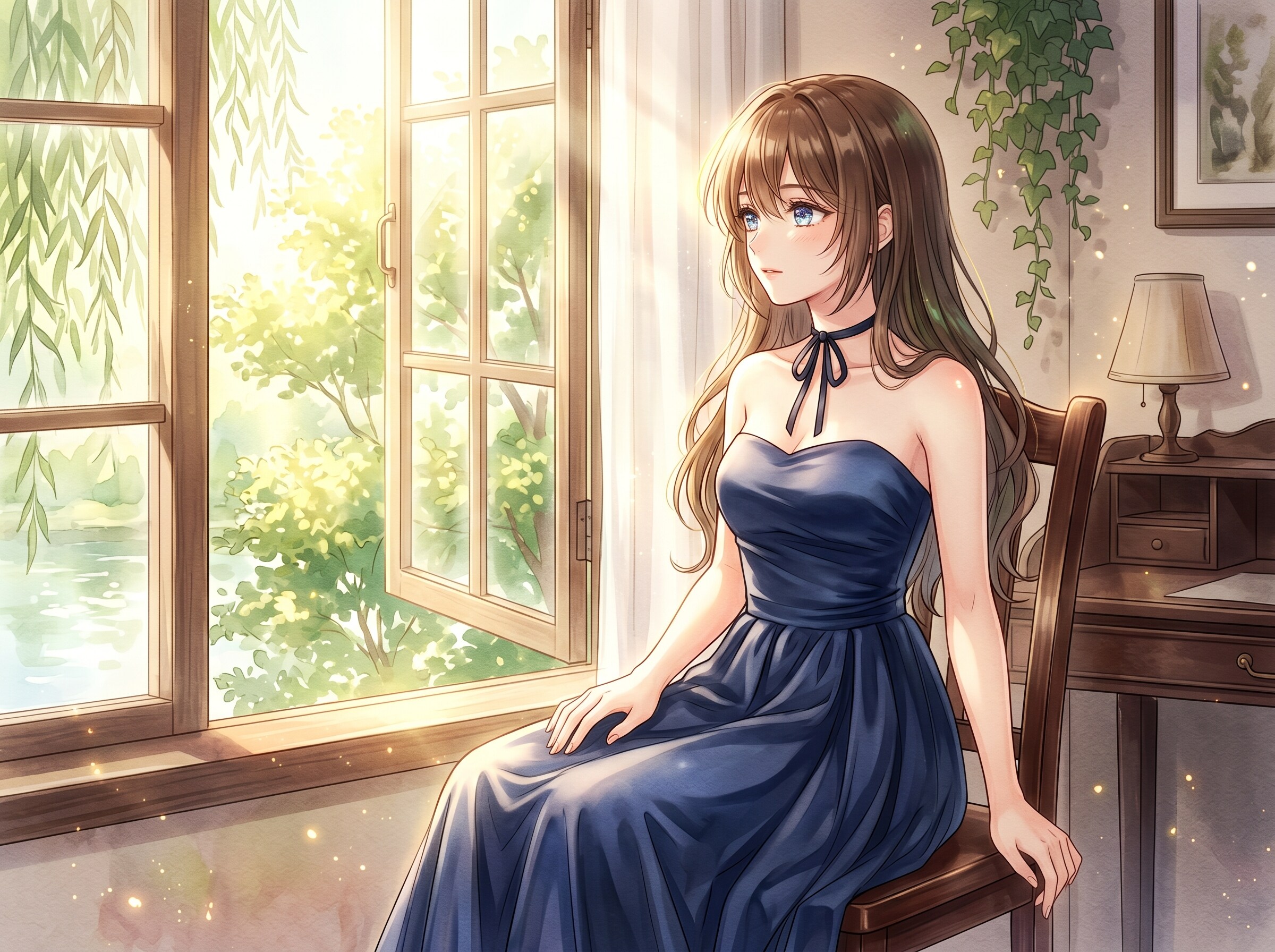 静穏なる窓辺の想い | の人気AIイラスト・グラビア