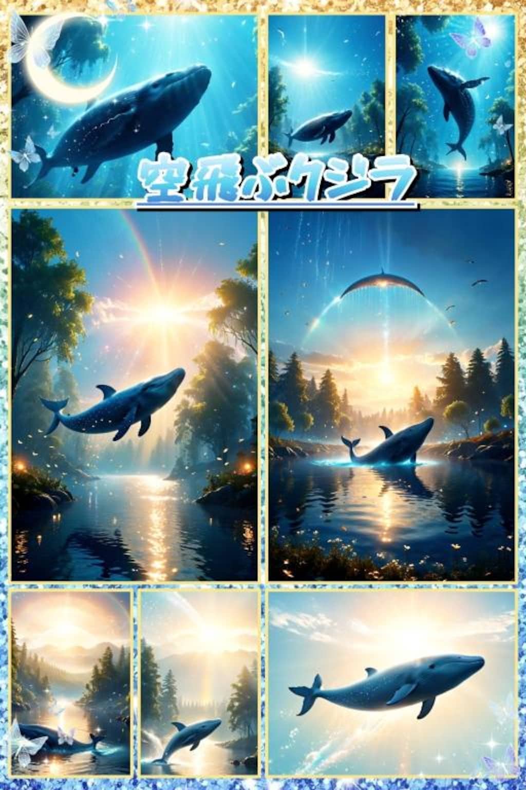 空飛ぶクジラ　コラージュ