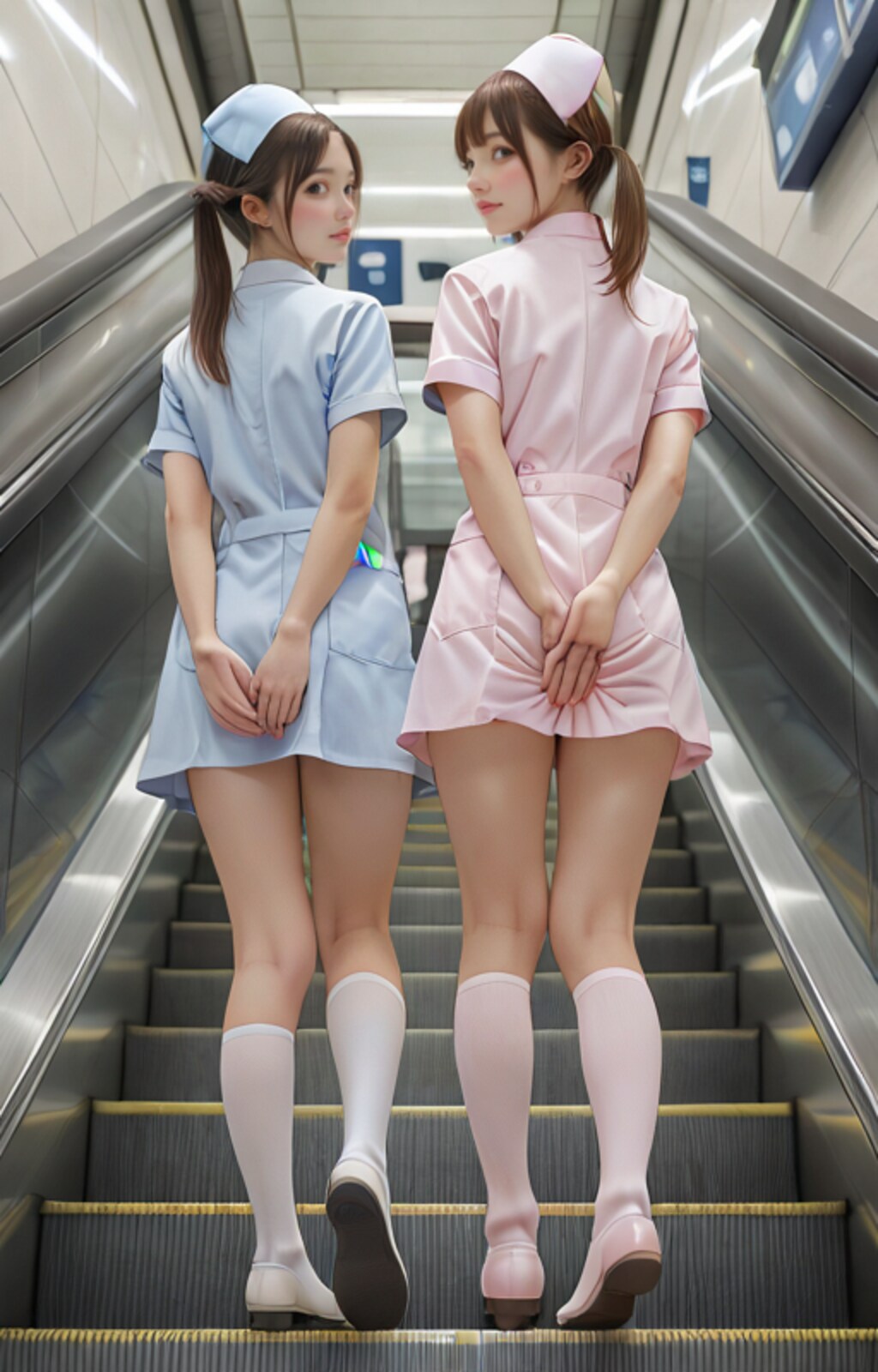 某大学病院のエスカレイターにて