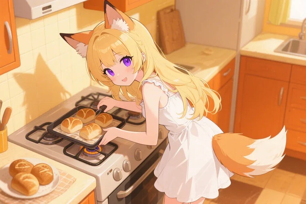 パンを焼くクレアちゃん