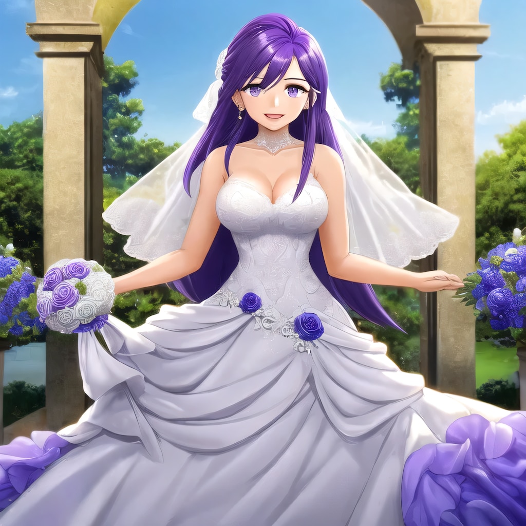 紫髪ロングでウェディングドレスの少女１４