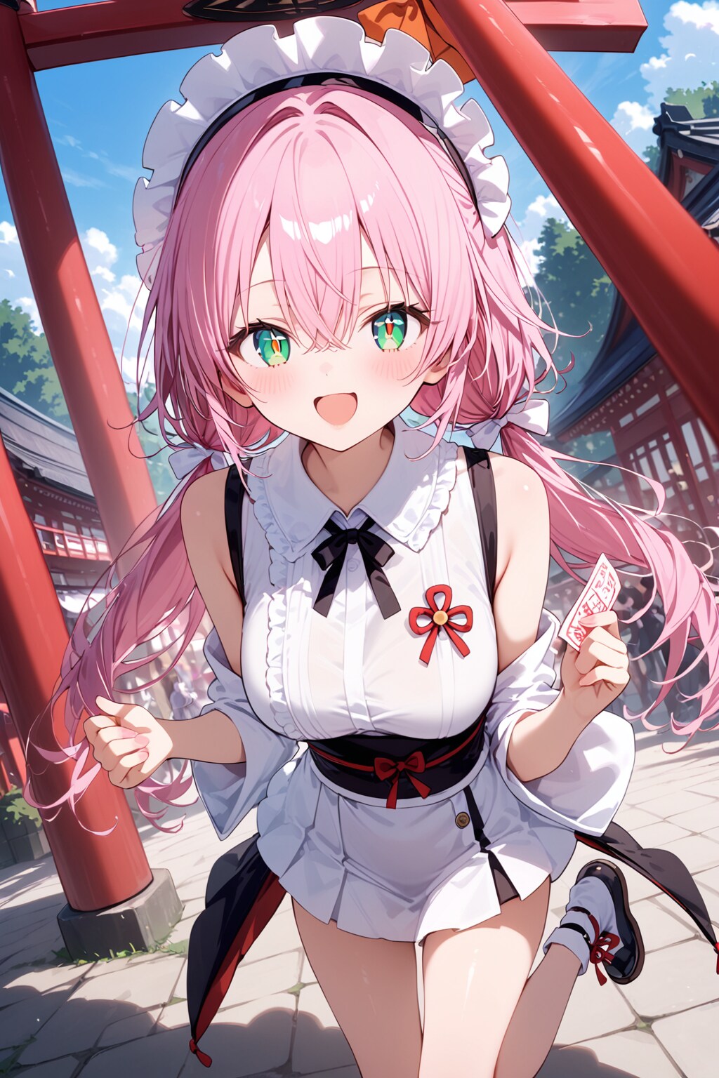 おみくじを楽しむ桃花