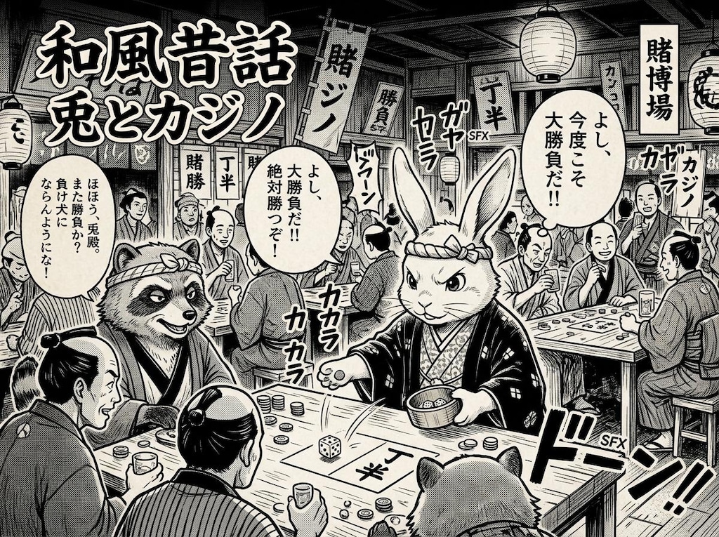 日本昔話　ウサギとカ○