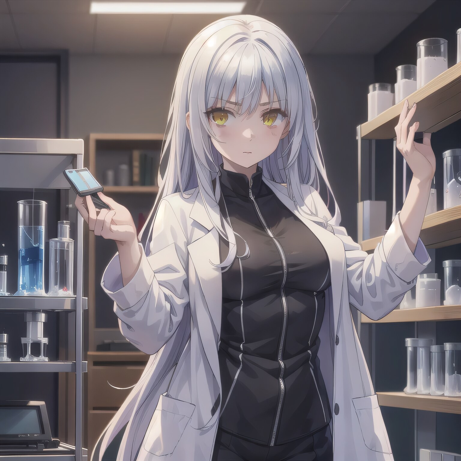 銀髪ロングで白衣の少女１３ | の人気AIイラスト・グラビア