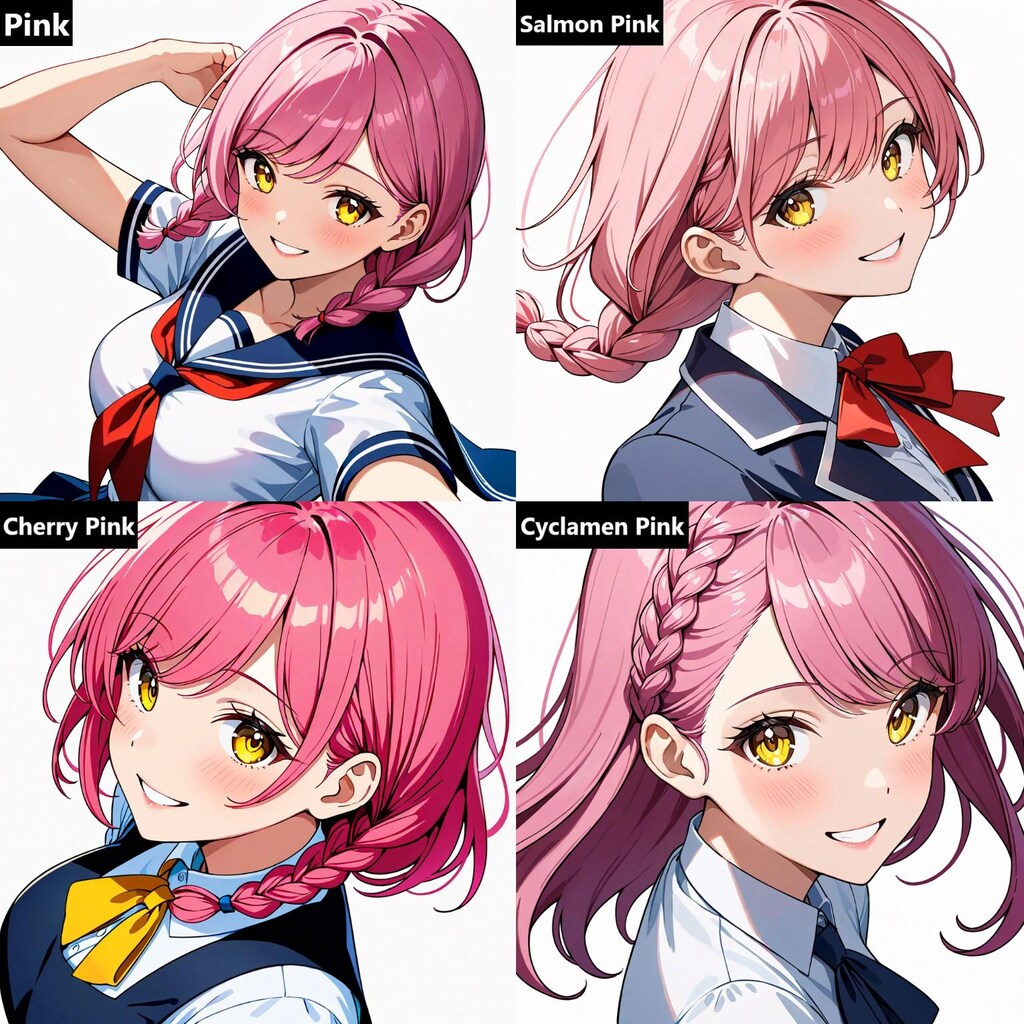 服と髪【桃】６枚